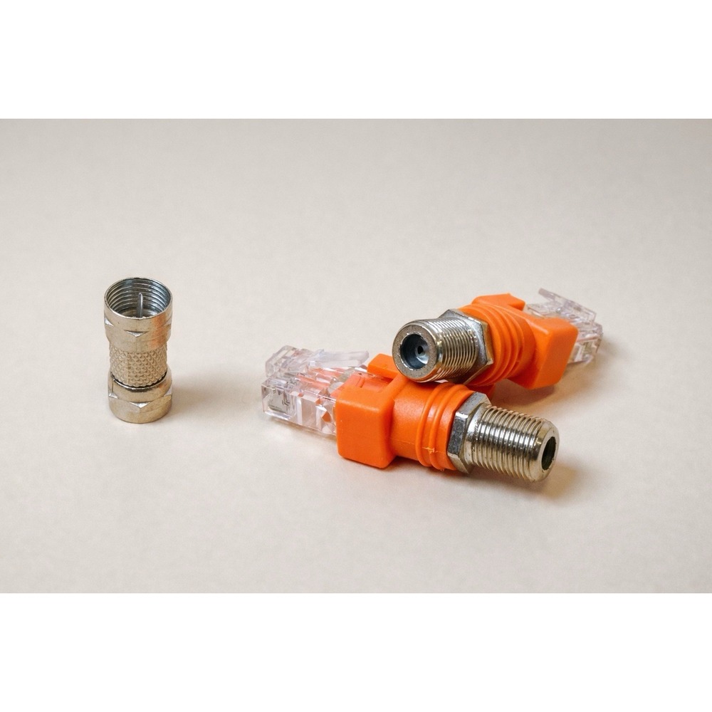 Lot of 50 RJ45 to F Adapter Sets + F Female Couplers Coax Cable Tester Orange